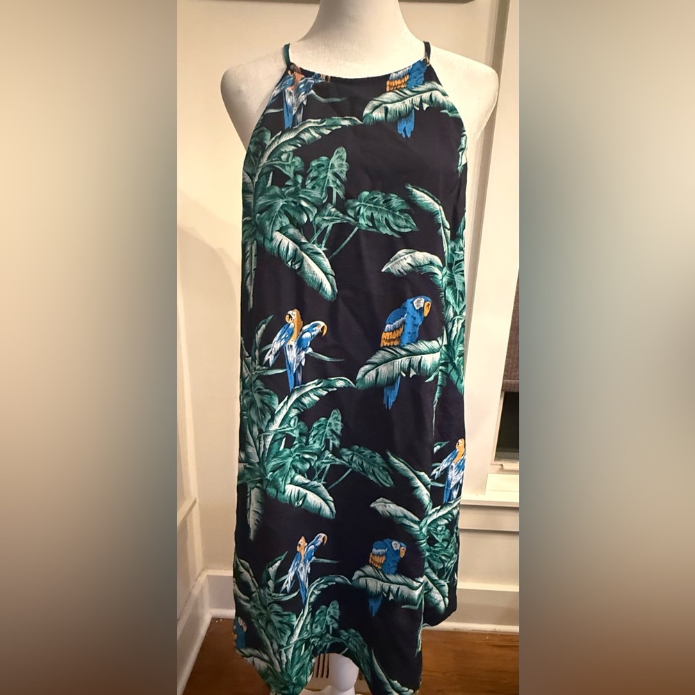 Entro Tropical Halter Shift Dress. Medium